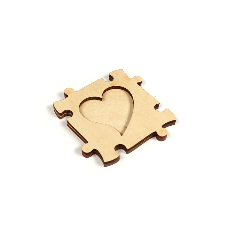Fa képkeret, 6x6 cm - puzzle, hűtőmágnes, szív