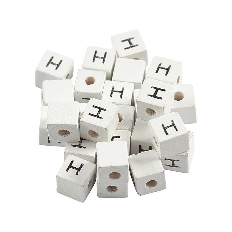 Fa betűgyöngy, kocka - 8x8 mm, 1 db, H