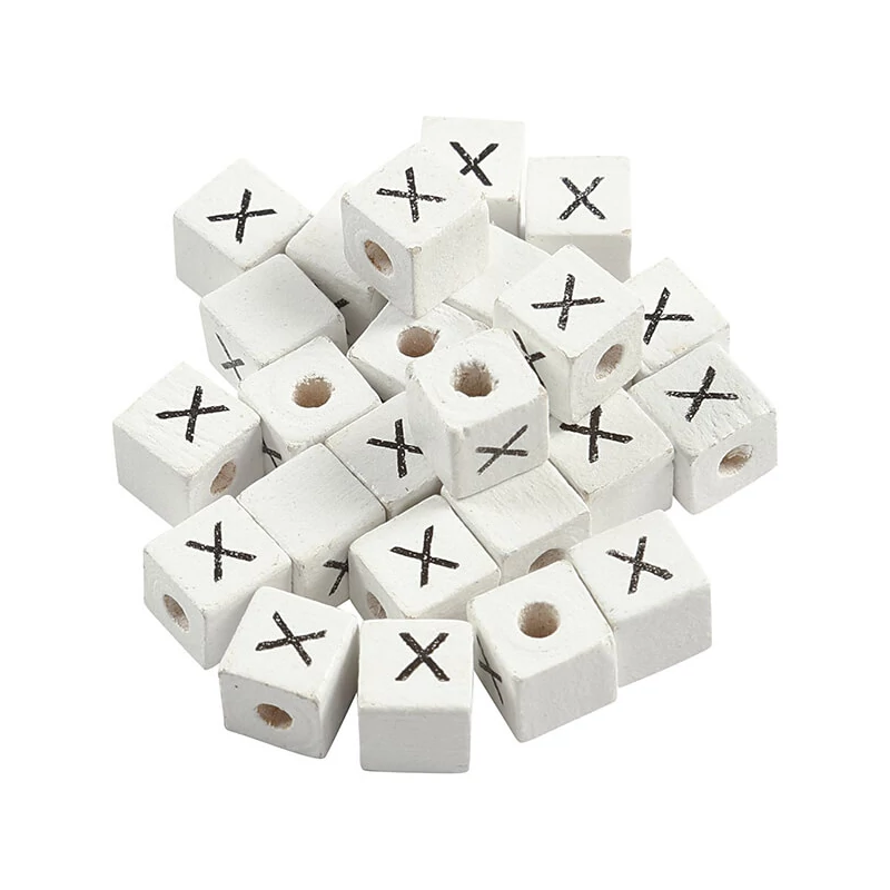Fa betűgyöngy, kocka - 8x8 mm, 1 db, X