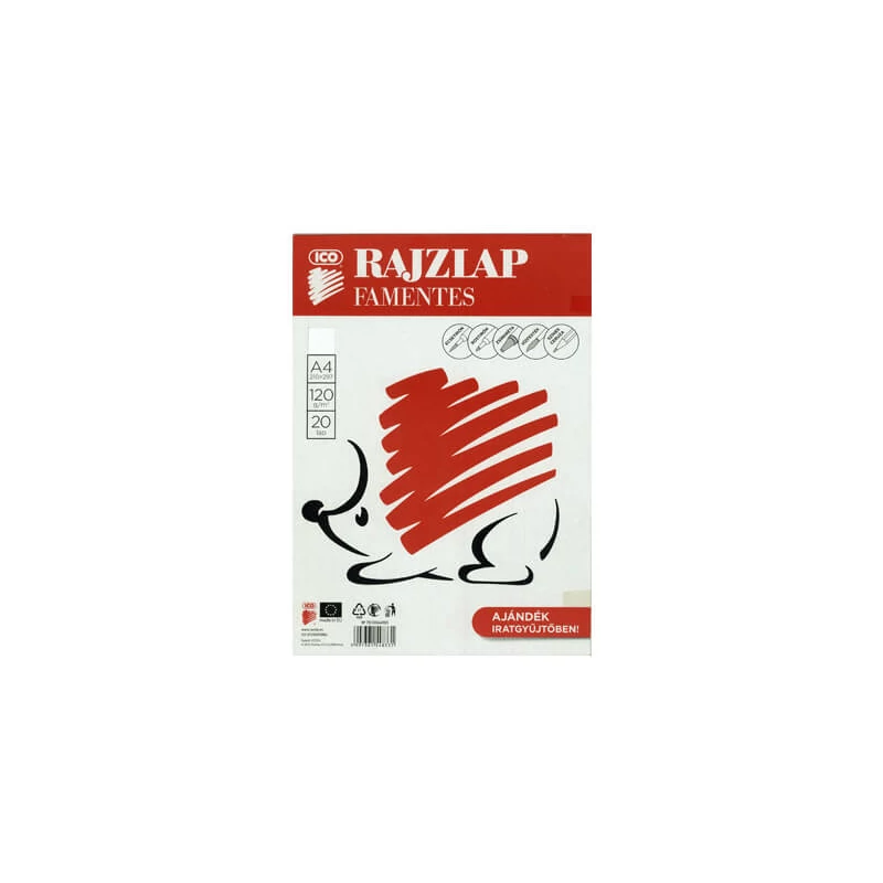 Rajzlap, famentes, ICO, Süni, 120 g - A4, 20 db