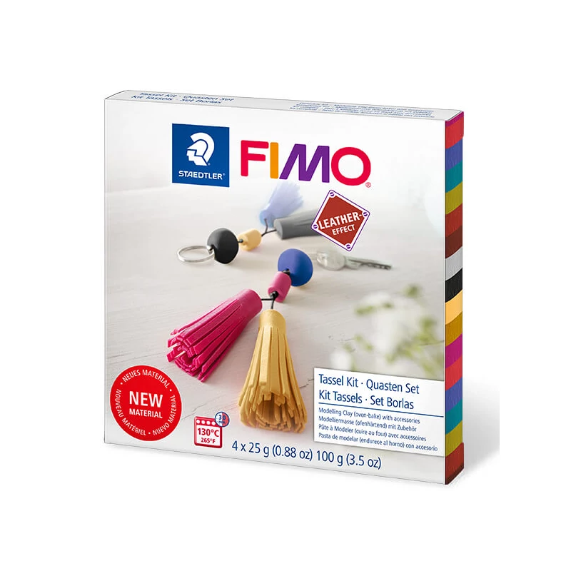 FIMO Leather Effect DIY süthető gyurma készlet, 4x25 g - Kulcstartó