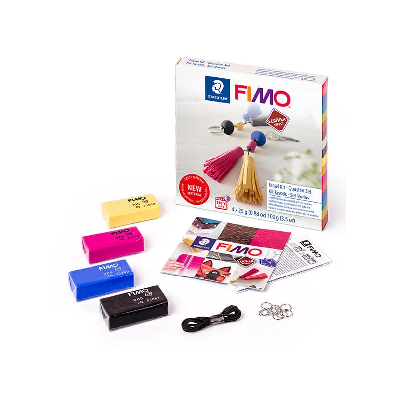 FIMO Leather Effect DIY süthető gyurma készlet, 4x25 g - Kulcstartó
