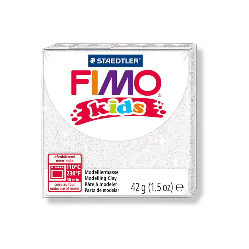 FIMO Kids süthető gyurma, 42 g - glitter fehér (8030-052)