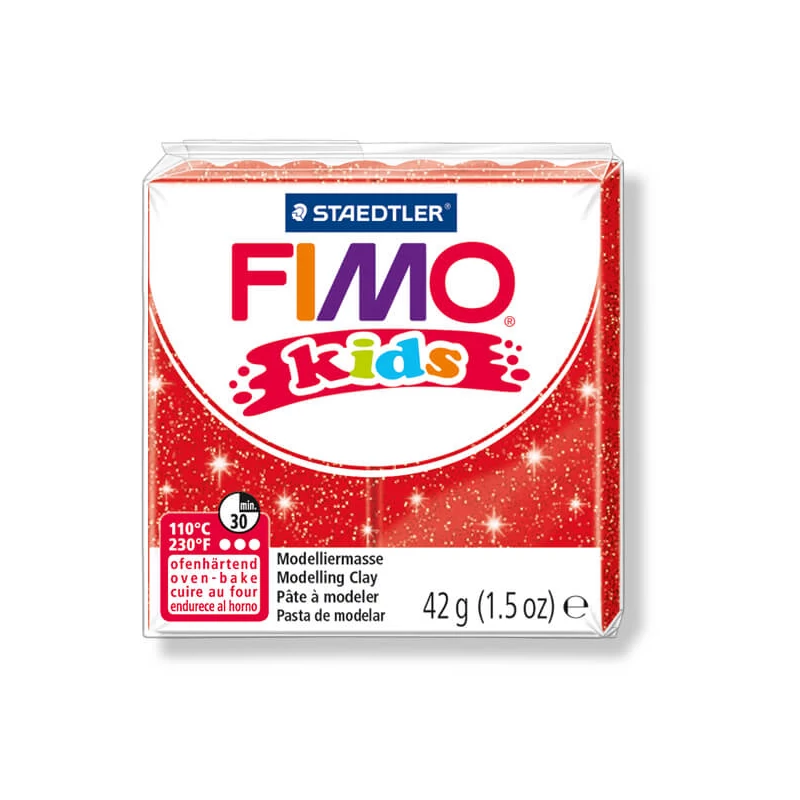 FIMO Kids süthető gyurma, 42 g - glitter piros (8030-212)