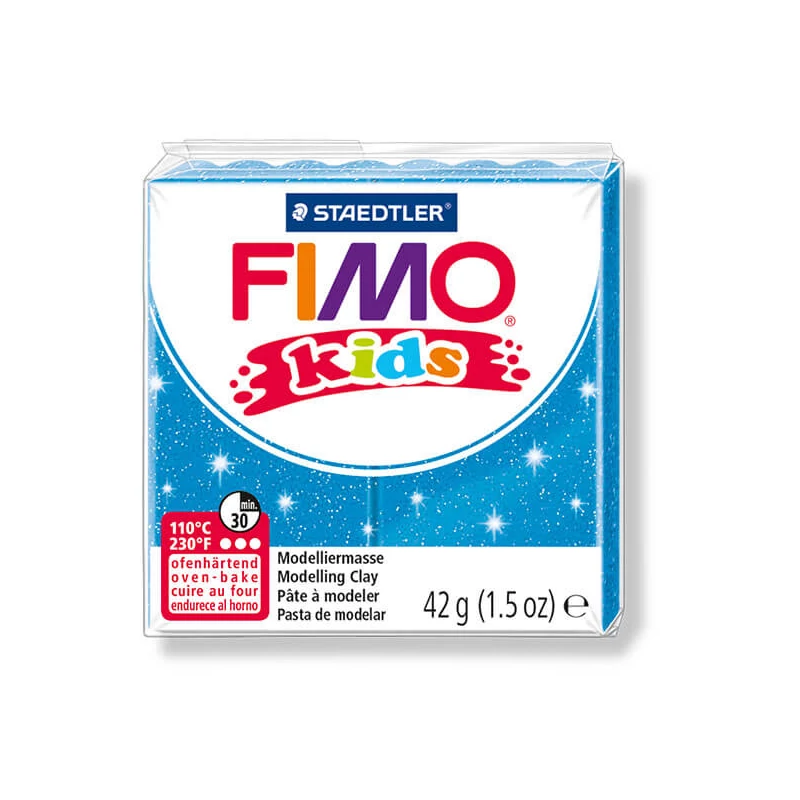 FIMO Kids süthető gyurma, 42 g - glitter kék (8030-312)