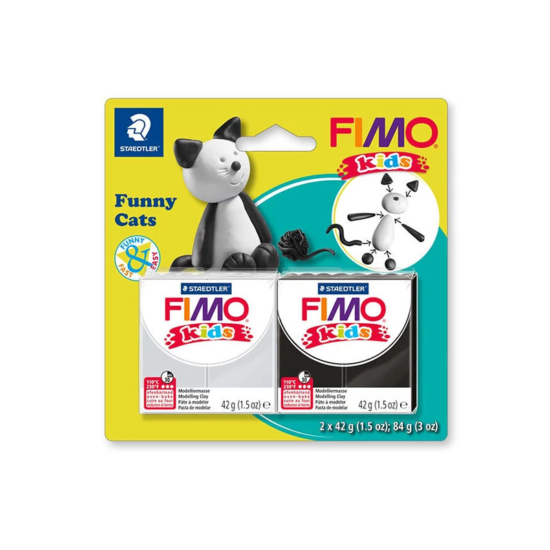 FIMO Kids süthető gyurma készlet, 2x42 g - Funny cats, vicces cica