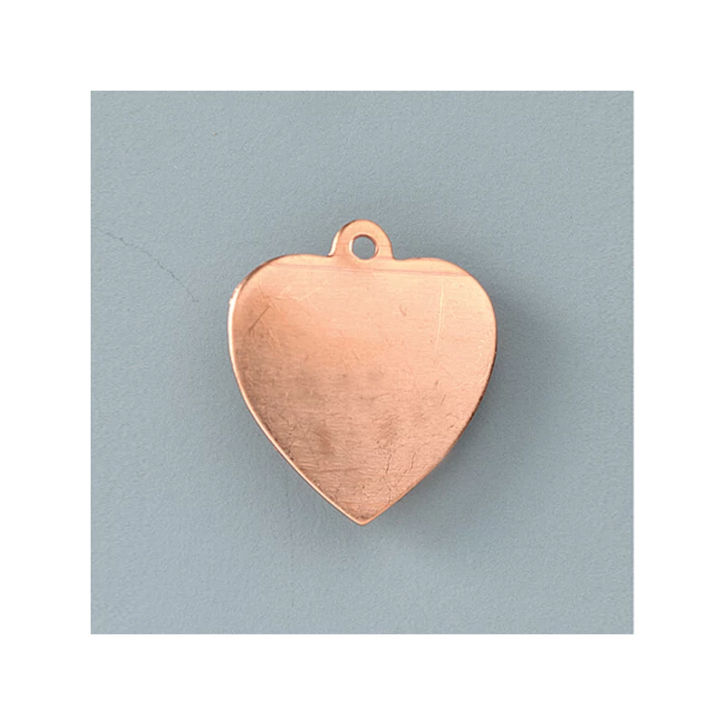 Tűzzománc medál vörösréz alap - szív, 24x21 mm
