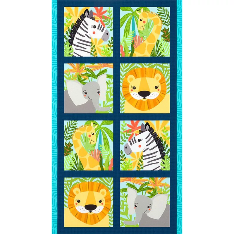 Patchwork anyag - Robert Kaufman - Safari Soiree AMF-17349-70 Aqua Panel, 60cm