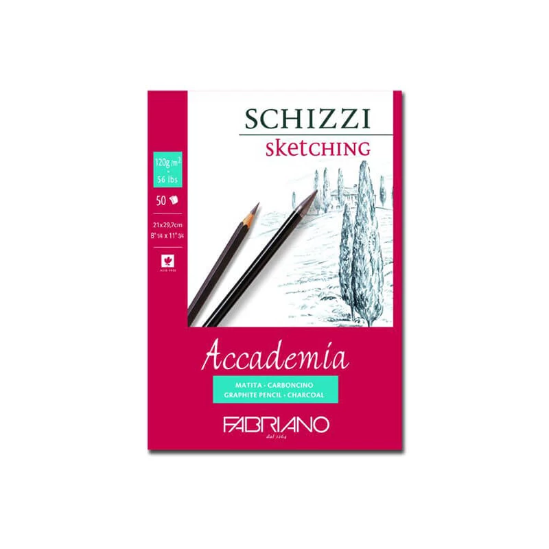 Fabriano Accademia rajz- és vázlattömb, 120 g, 50 lap - A4, ragasztott
