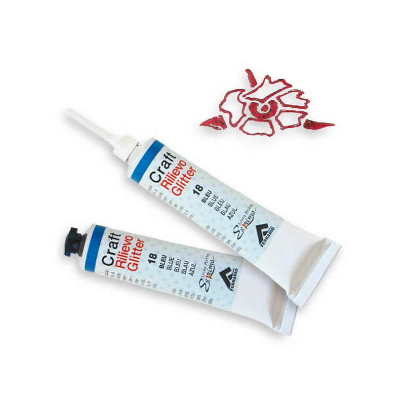 Ferrario kontúrfesték, nem kiégethető, glitter, 20 ml - piros, 15