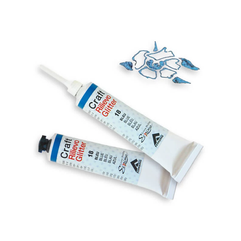 Ferrario kontúrfesték, nem kiégethető, glitter, 20 ml - azúrkék, 20