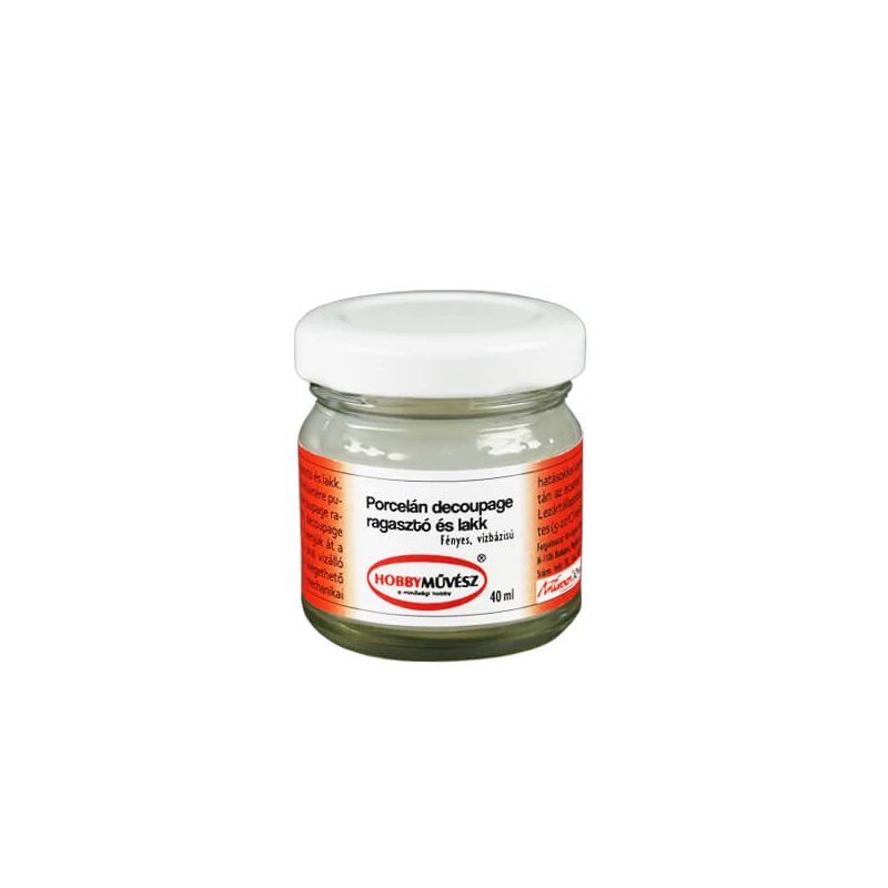 Hobbyművész porcelán decoupage ragasztó és lakk - 40 ml