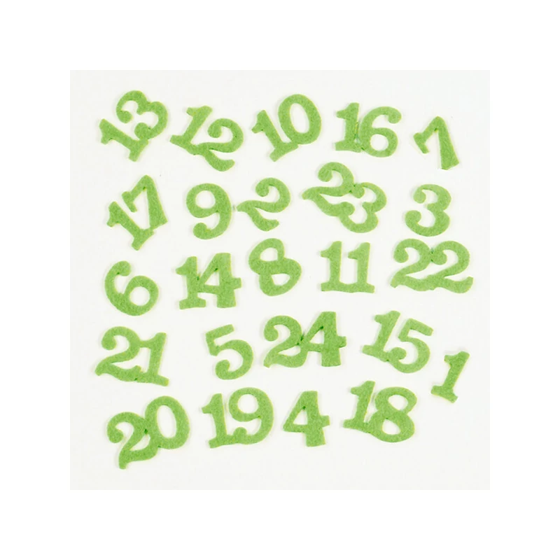 Filc adventi számok, zöld, 1-24-ig