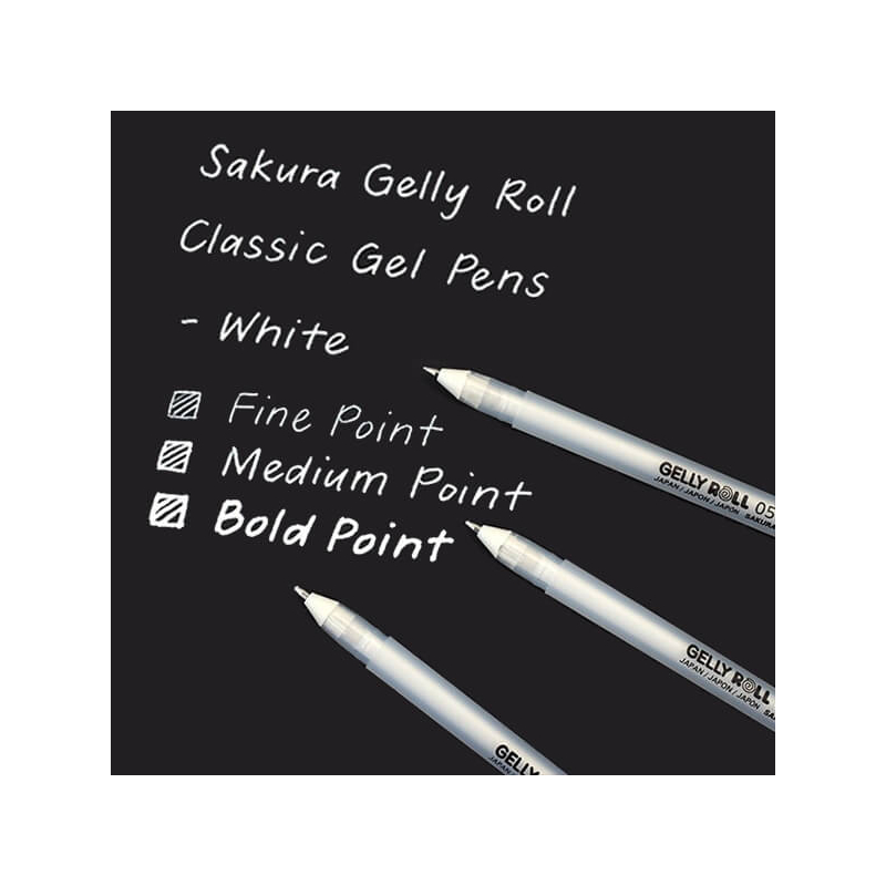 Sakura Gelly Roll zselés toll készlet, 3 db - Bright White 05/08/10 írás