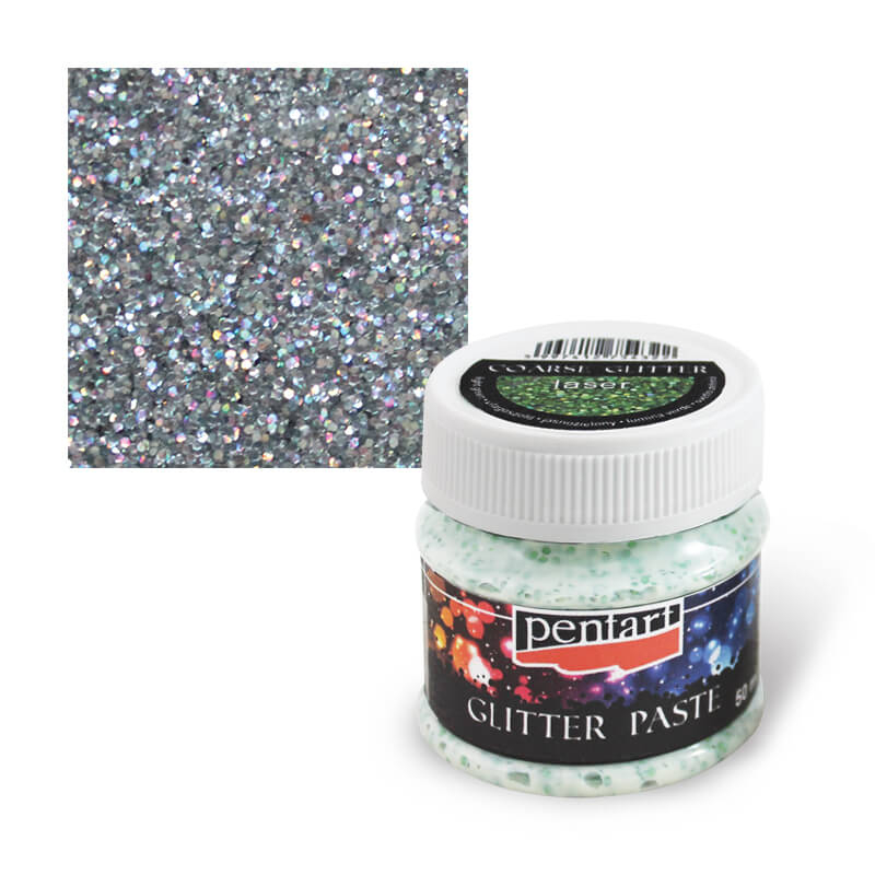 Glitterpaszta közepes, 50 ml - lézerezüst
