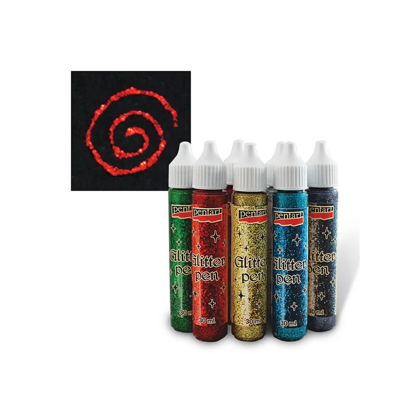 Pentart csillámtoll, 30 ml - piros
