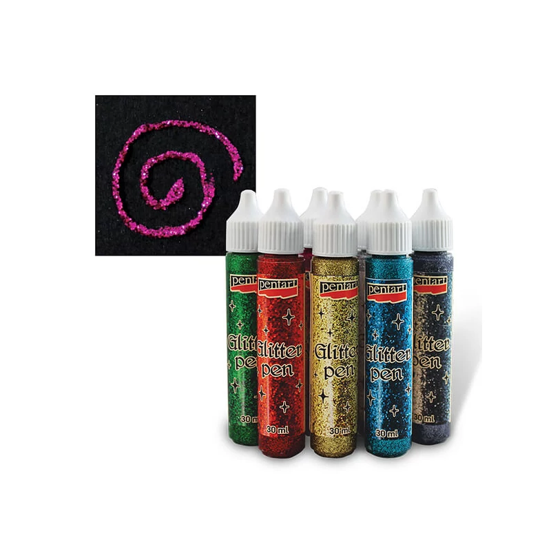 Pentart csillámtoll, 30 ml - pink