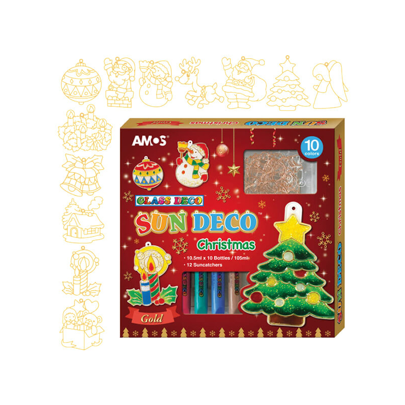 Matricafesték készlet, Amos - Christmas, 10x10,5 ml + 12 fényvarázs forma