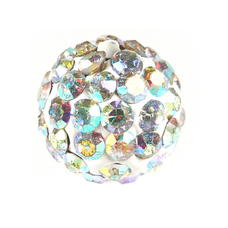 Shamballa üveggyöngy, 1 cm - Crystal AB