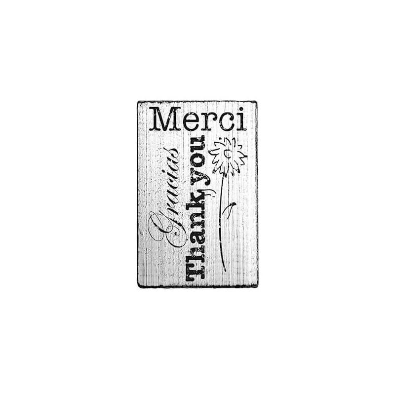 Pecsételő, Woodies, Vintage, 4x6 cm - Merci Gracias Thank you