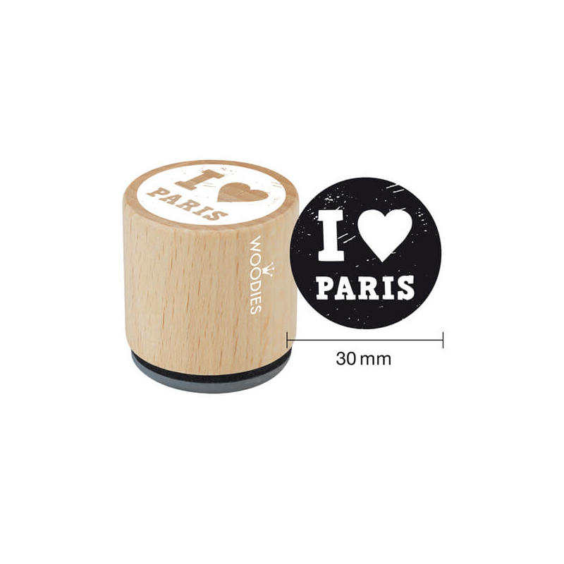 Pecsételő, Woodies, 3 cm - I love Paris