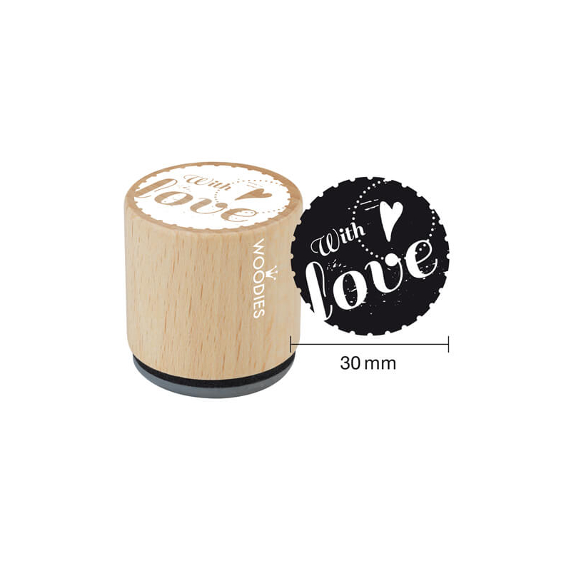 Pecsételő, Woodies, 3 cm - With love (heart)
