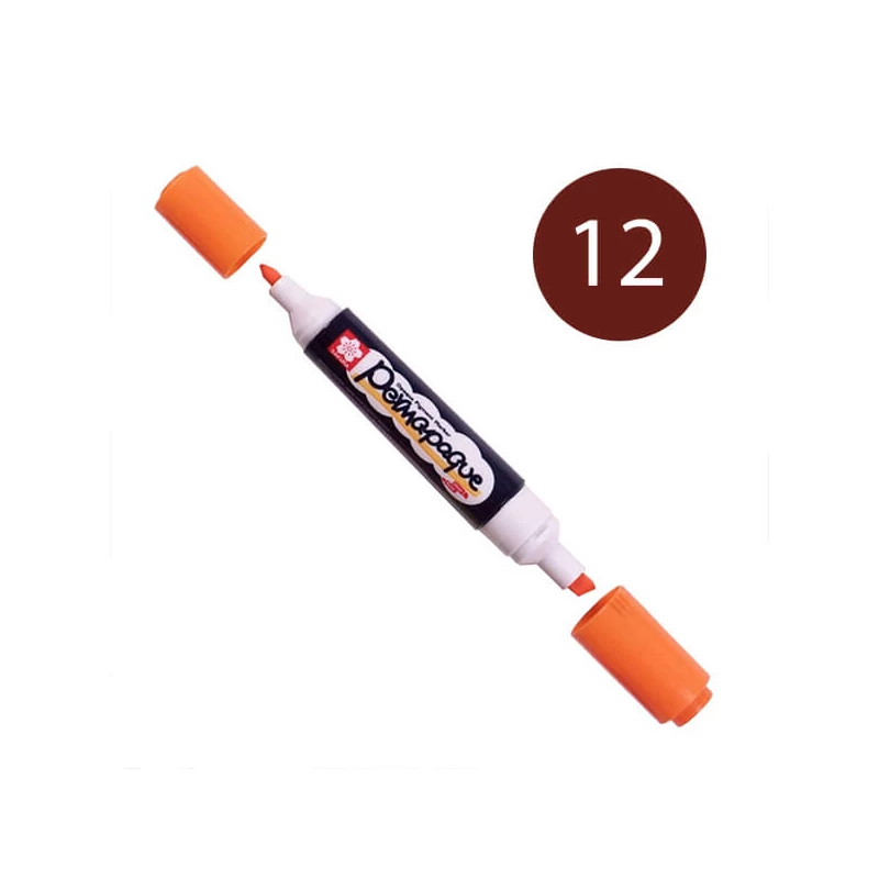Sakura Permapaque Twinpoint kétvégű filctoll - 12, brown