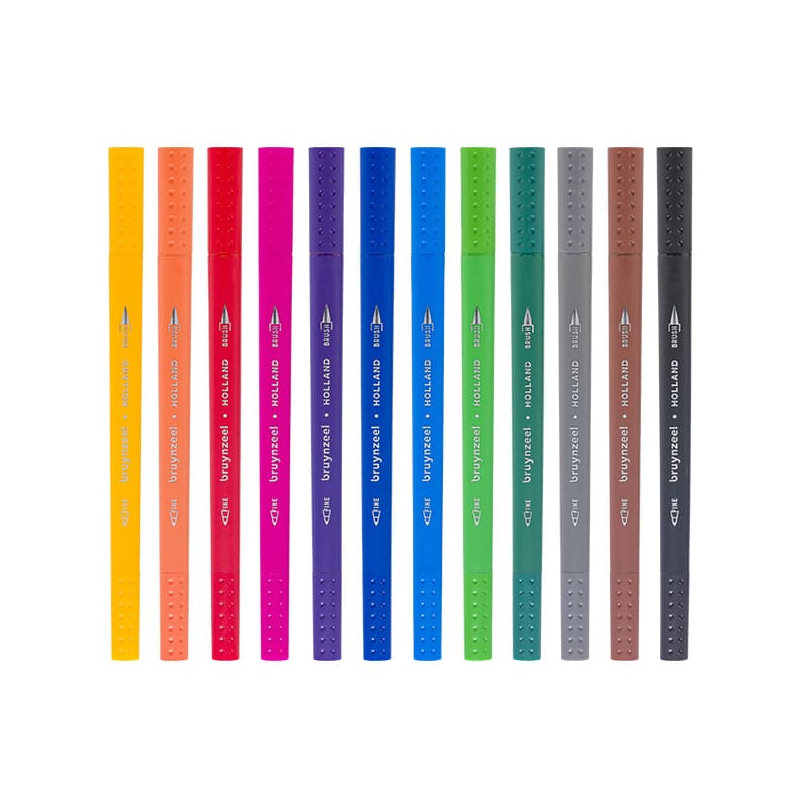 Bruynzeel Fineliner Brush pen kétvégű filctoll készlet - 12 db