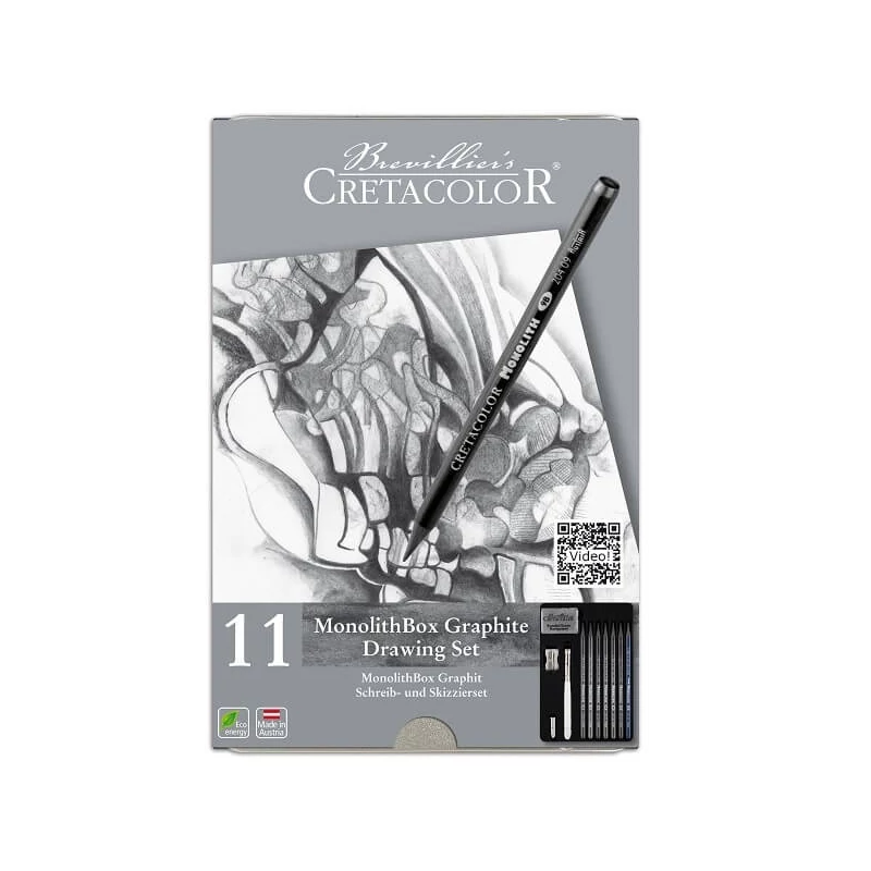 Cretacolor Monolith Box grafit rajzkészlet, 11 db-os, fémdobozos