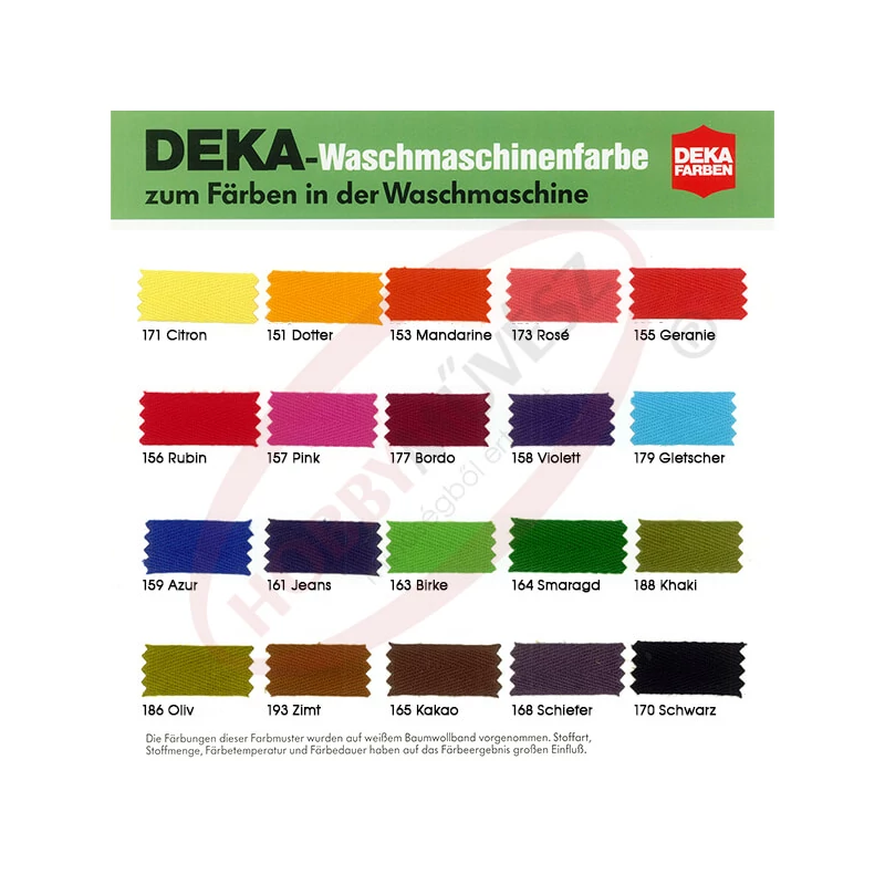 Deka textilfesték mosógéphez - különféle színekben