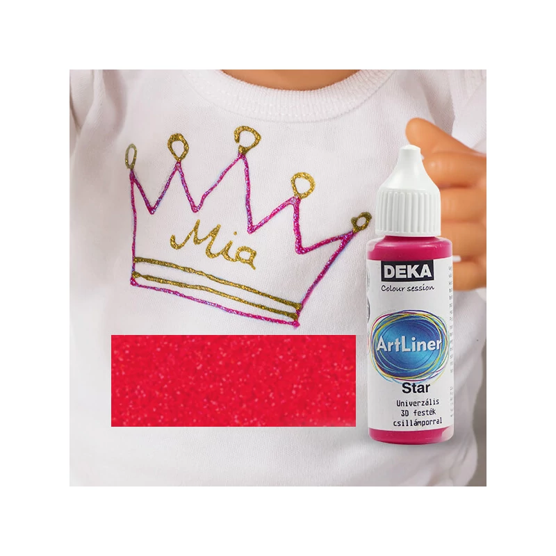 Deka Art Liner Start, univerzális 3D festék csillámporral, 30 ml - kármin