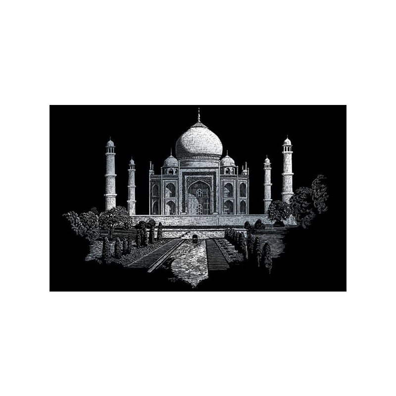 Karckép gravírozó készlet karctűvel, 29x39 cm - Taj Mahal, ezüst