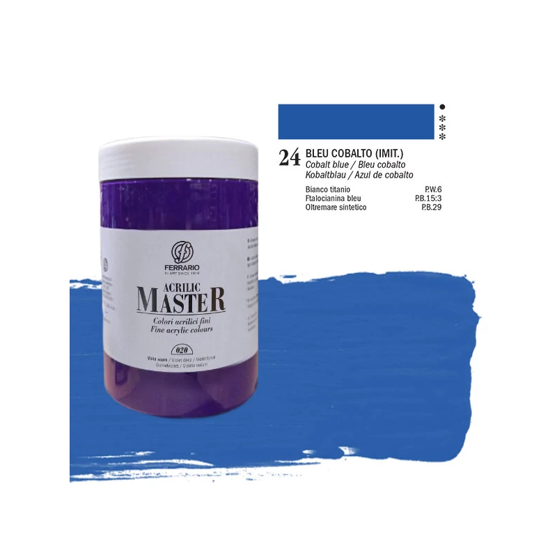 Ferrario Master akrilfesték, 1000 ml - 24, cobalt blue