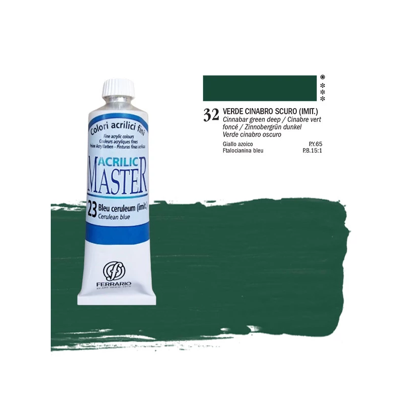Ferrario Master akrilfesték, 60 ml - 32, cinnabar green light
