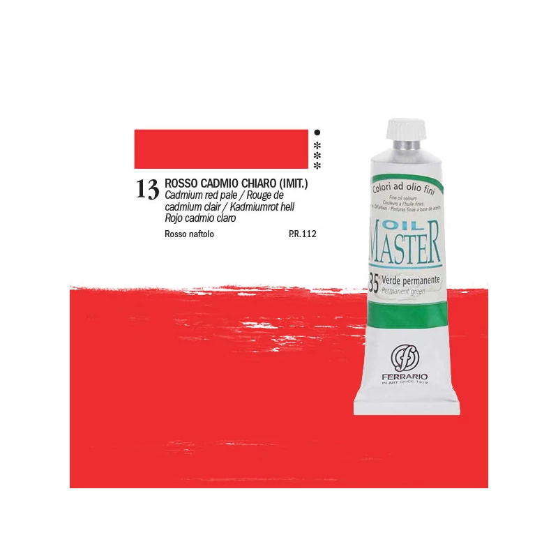 Ferrario Master olajfesték, 60 ml - 13, cadmium red pale