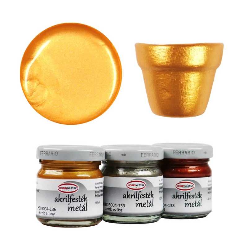 Hobbyművész akrilfesték, 40 ml - metál, 136, élénkarany