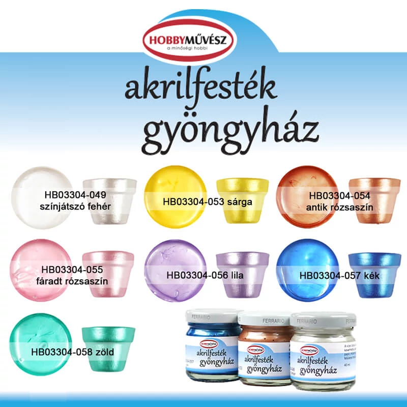 Hobbyművész akrilfesték, 40 ml - gyöngyház, 53, sárga