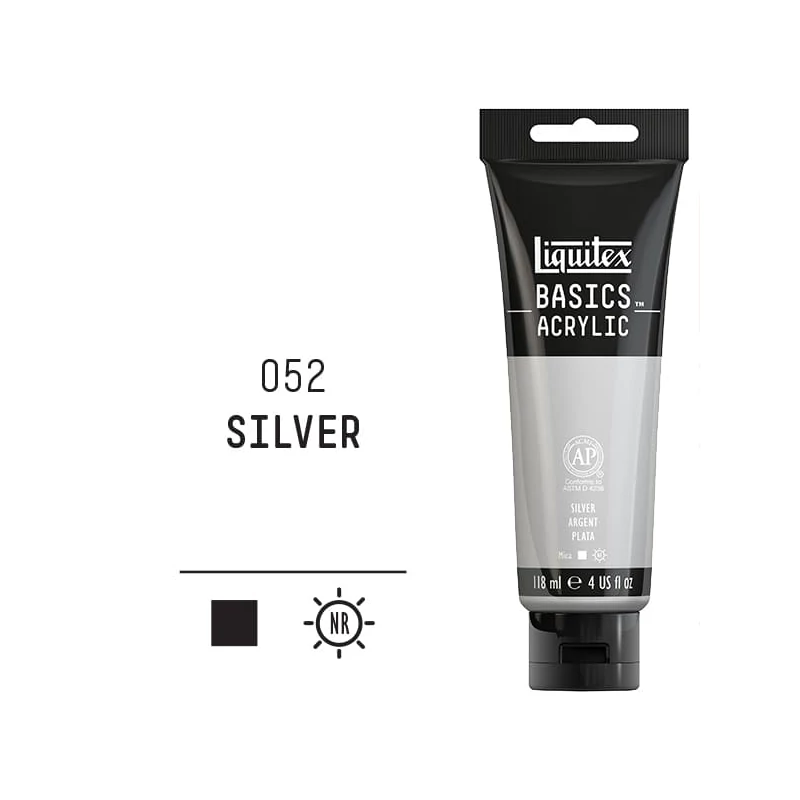 Liquitex Basics akrilfesték, 118 ml - 052, silver