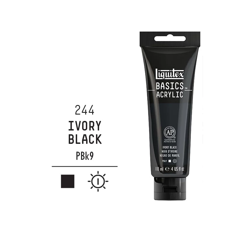 Liquitex Basics akrilfesték, 118 ml - 244, ivory black