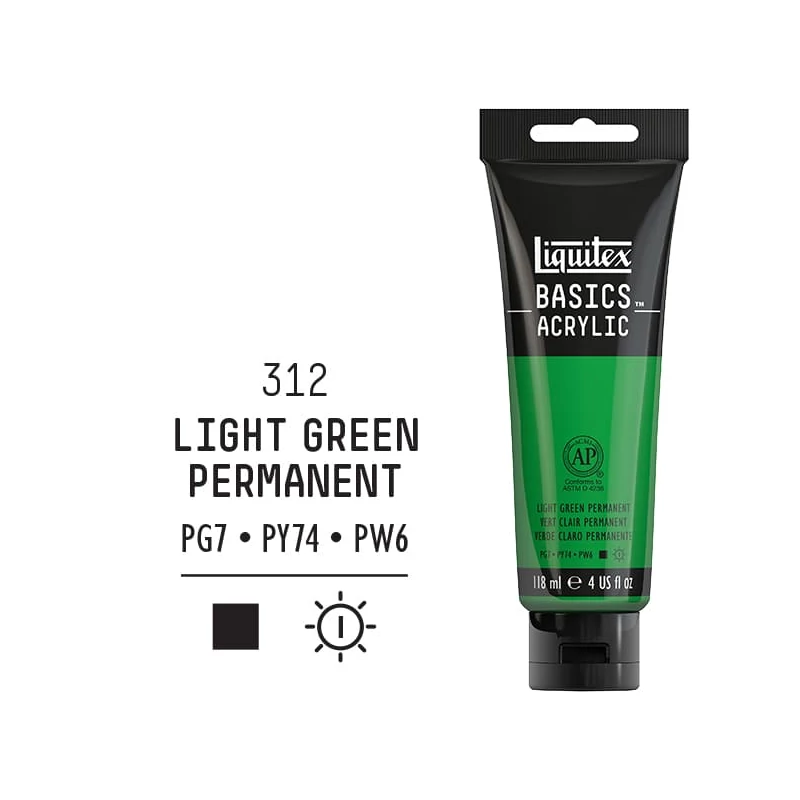 Liquitex Basics akrilfesték, 118 ml - 312,  green light permanent