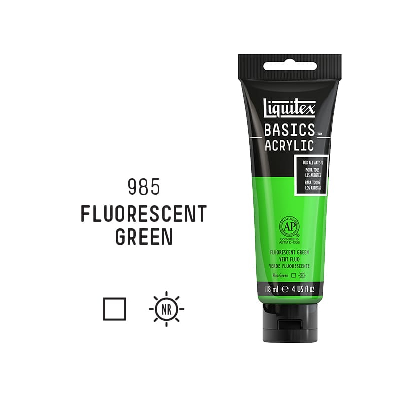 Liquitex Basics akrilfesték, 118 ml - 985, fluorescent green