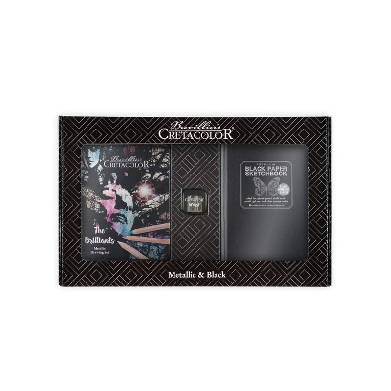 Cretacolor Metallic and Black Set rajzkészlet, díszdobozban