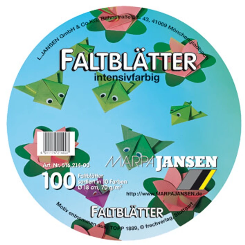 Origami papír, színes - 70 g, 100 lap, 18 cm kör