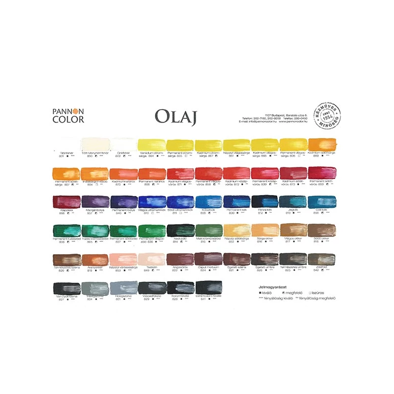 Pannoncolor olajfesték, 38 ml - különféle színekben