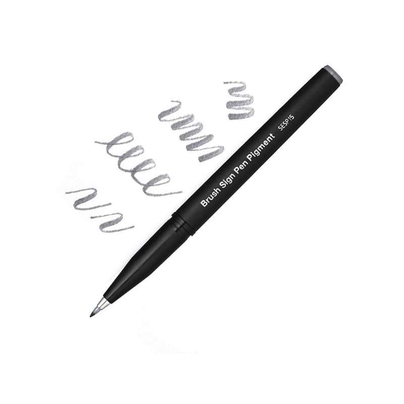 Pentel Brush Sign Pen ecsetfilc, SESP15-NX, szürke, pigmentált