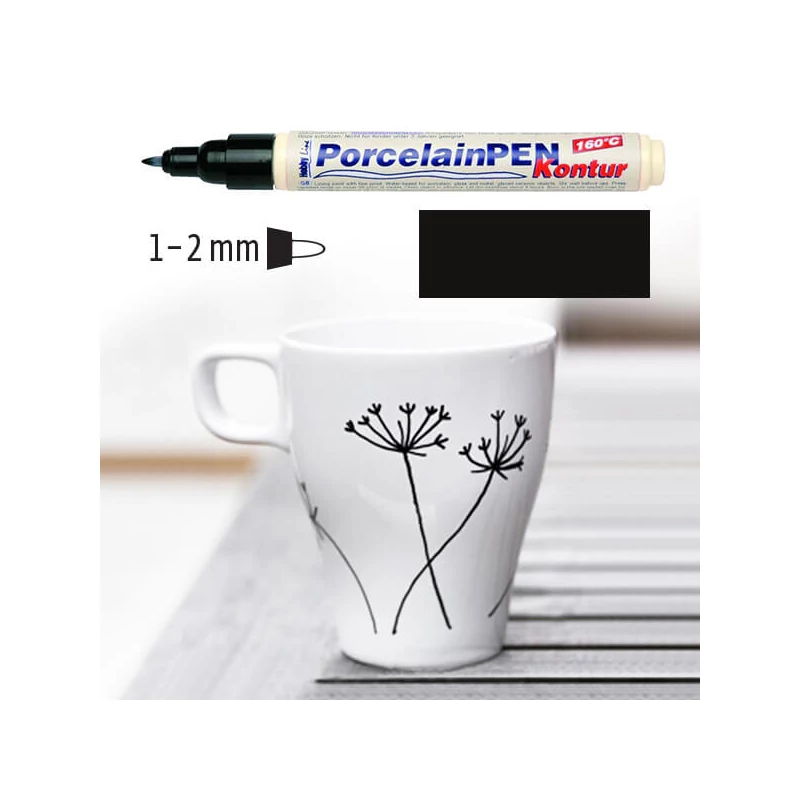 Üveg- és porcelánfilc, Kreul Classic - 12 kontúr fekete