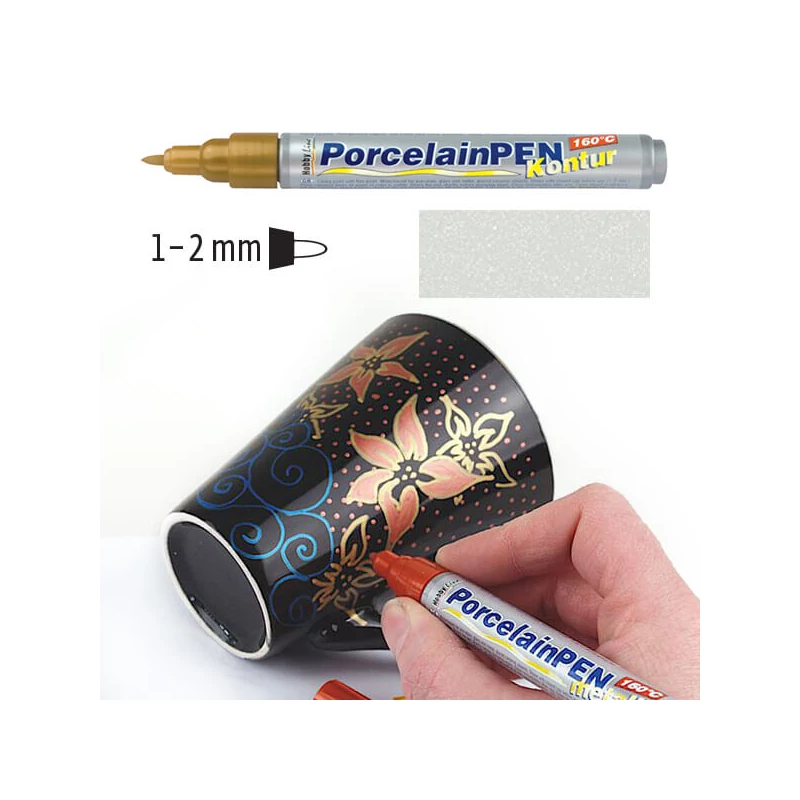 Üveg- és porcelánfilc, Kreul Metallic - 25 kontúr ezüst
