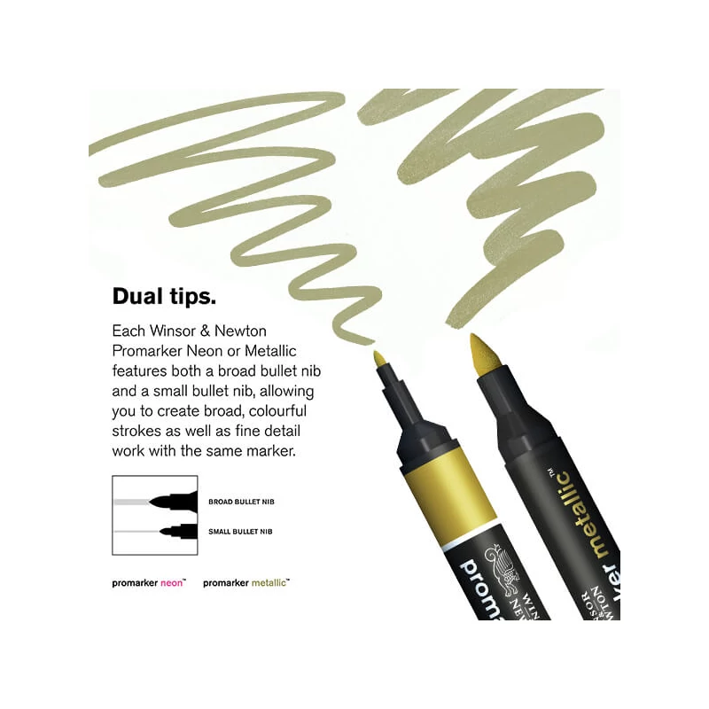 ProMarker kétvégű alkoholos filctoll készlet - 6 db, metallic