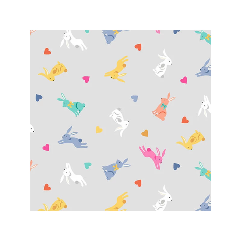 Patchwork anyag - Makower - Spring 2189-S Rabbits grey