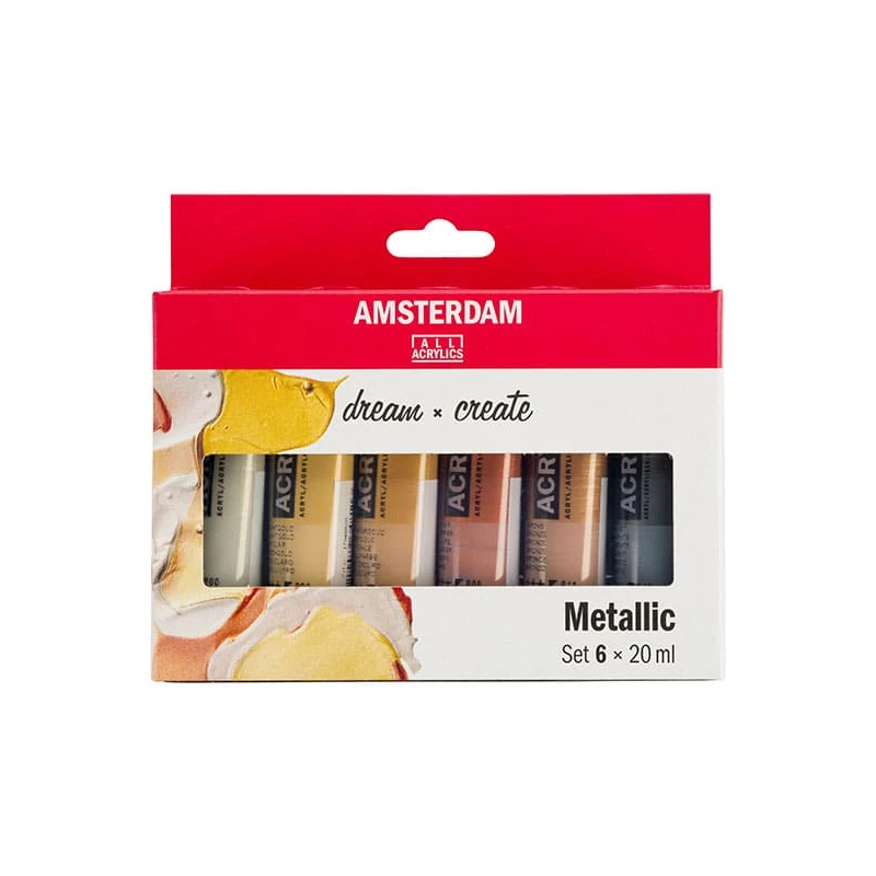 Talens Amsterdam akrilfesték készlet - 6x20 ml, metál színek